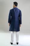 Shop_Arihant Rai Sinha_Navy Silk, Polyester, Viscose Printed Patta Blend Kurta And Churidar Set _at_Aza_Fashions