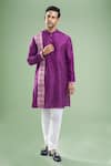Buy_Arihant Rai Sinha_Purple Silk, Viscose, Polyester Blend Kurta And Churidar Set _at_Aza_Fashions