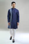 Shop_Arihant Rai Sinha_Navy Silk Blend Kurta And Churidar Set _Online_at_Aza_Fashions
