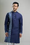 Arihant Rai Sinha_Navy Silk Blend Kurta And Churidar Set _at_Aza_Fashions
