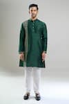 Arihant Rai Sinha_Green Silk, Polyester, Viscose Blend Kurta And Churidar Set _Online_at_Aza_Fashions