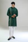 Shop_Arihant Rai Sinha_Green Silk, Polyester, Viscose Blend Kurta And Churidar Set _Online_at_Aza_Fashions