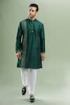 Buy_Arihant Rai Sinha_Green Silk, Polyester, Viscose Blend Kurta And Churidar Set _at_Aza_Fashions