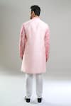 Shop_Arihant Rai Sinha_Pink Silk, Polyester, Viscose Printed Patta Kurta And Churidar Set _at_Aza_Fashions