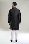 Shop_Arihant Rai Sinha_Black Silk, Polyester, Viscose Printed Patta Blend Kurta And Churidar Set _at_Aza_Fashions