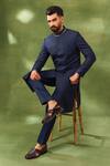 Spring Break Navy Silk, Cotton Satin Embroidery Sherwani Set Online at Aza Fashions Spring Break_Navy Silk, Cotton Satin Embroidery Sherwani Set_Online_at_Aza_Fashions