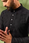 Shop_Spring Break_Black Silk, Cotton Embroidery Geometric Kurta Set _Online_at_Aza_Fashions