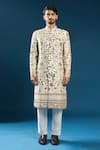 Buy Arihant Rai Sinha Cream Silk Embroidery Heavy Sherwani Set Online at Aza Fashions Buy_Arihant Rai Sinha_Cream Silk Embroidery Heavy Sherwani Set _Online_at_Aza_Fashions