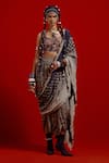 Buy_Aseem Kapoor_Gray Crepe Embroidery, Beads, Tassels Sadhvi Print Draped Saree With Blouse _at_Aza_Fashions
