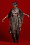 Aseem Kapoor_Gray Silk Beads, Tassels Open Neck Ritu Midi Kaftan Jacket _at_Aza_Fashions