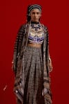 Shop_Aseem Kapoor_Gray Silk Beads, Tassels Open Neck Ritu Midi Kaftan Jacket 