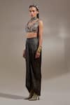 Shop_Aseem Kapoor_Gray Silk Beads, Tassels, Embroidery V-neck Haya V Blouse _Online_at_Aza_Fashions