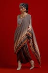 Buy_Aseem Kapoor_Gray Crepe Sequins, Beads, Tassels Sweetheart Sadhvi Draped Saree With Blouse _at_Aza_Fashions