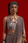 Buy_Aseem Kapoor_Gray Crepe Sequins, Beads, Tassels Sweetheart Sadhvi Draped Saree With Blouse _Online_at_Aza_Fashions