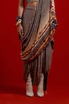 Shop_Aseem Kapoor_Gray Crepe Sequins, Beads, Tassels Sweetheart Sadhvi Draped Saree With Blouse _Online_at_Aza_Fashions