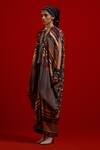 Buy_Aseem Kapoor_Gray Silk, Crinkle, Satin Tassels, Ritu Kaftan Jacket And Draped Skirt Set _Online_at_Aza_Fashions