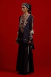 Buy_Aseem Kapoor_Black Silk Embroidery, Beads, Tassels, Fringe Mitra Short Kurta Sharara Set _Online_at_Aza_Fashions