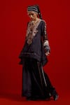 Buy_Aseem Kapoor_Black Silk Embroidery, Beads, Tassels, Piping Mitra Short Kurta And Sharara Set _at_Aza_Fashions
