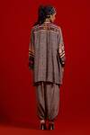 Shop_Aseem Kapoor_Gray Crepe Embroidery, Beads, Tassels Mitra Short Kurta And Draped Trouser Set _at_Aza_Fashions