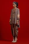Buy_Aseem Kapoor_Gray Crepe Embroidery, Beads, Tassels Mitra Short Kurta And Draped Trouser Set _Online_at_Aza_Fashions