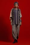 Buy_Aseem Kapoor_Gray Crepe Embroidery Collared, Button-down Neck Mandala Shirt And Pant Set _at_Aza_Fashions