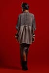Shop_Aseem Kapoor_Gray Silk, Satin Embroidery, Ruffles Collared Mandala Shirt And Draped Skirt Set _at_Aza_Fashions