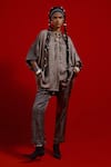 Buy_Aseem Kapoor_Gray Silk, Satin Embroidery Collared Mandala Textured Shirt And Pant Set _at_Aza_Fashions