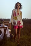 Buy Linen Bloom Beige Linen Applique, Embroidery Blazer at Aza Fashions Buy_Linen Bloom_Beige Linen Applique, Embroidery Blazer _at_Aza_Fashions