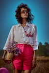 Shop_Linen Bloom_Fuchsia Linen Shorts _at_Aza_Fashions