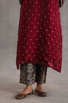 Begum_Red Satin, Tissue, Brocade, Silk Gota Patti, Chakra Phiran Kurta And Pant Set _at_Aza_Fashions