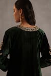 Buy_Begum_Green Velvet, Tissue, Silk Embroidery, Gota Patti, Lace, Beads, Minar Kurta Set _Online_at_Aza_Fashions