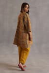 Begum_Yellow Silk Sequins, Zari Split V-neck Raag Embroidered Kurta And Salwar Set _Online_at_Aza_Fashions