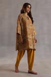 Buy_Begum_Yellow Silk Sequins, Zari Split V-neck Raag Embroidered Kurta And Salwar Set _Online_at_Aza_Fashions