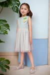Buy_Petite Pomme_Green Cotton Fabric Flowers Striped Designer Dress _Online_at_Aza_Fashions