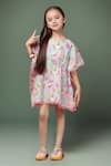 Buy_Petite Pomme_Multi Color Cotton Pom-poms Kaftan Dress _at_Aza_Fashions