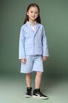 Petite Pomme Blue Linen Blazer And Shorts Set at Aza Fashions Petite Pomme_Blue Linen Blazer And Shorts Set _at_Aza_Fashions