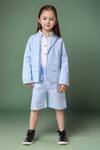 Shop Petite Pomme Blue Linen Blazer And Shorts Set Shop_Petite Pomme_Blue Linen Blazer And Shorts Set