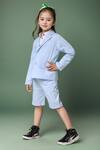 Petite Pomme Blue Linen Blazer And Shorts Set Online Petite Pomme_Blue Linen Blazer And Shorts Set _Online