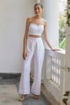 Buy_Betrue_White Cotton, Linen Daisy Pant _at_Aza_Fashions