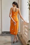 Shop_Betrue_Orange Georgette Embroidery, Beads, Tassels V-neck Sunshine Straight Dress _at_Aza_Fashions