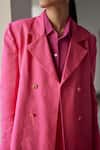Betrue_Pink Linen Collared, V-neck Coronation Jacket Set _Online_at_Aza_Fashions