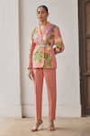 Shop_Betrue_Peach Lurex, Cotton Peony Narrow Pant _at_Aza_Fashions