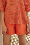 Betrue_Orange Linen Rust Peony Shorts _Online_at_Aza_Fashions