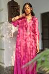 Betrue_Pink Silk V-neck Rani Kaftan _Online_at_Aza_Fashions