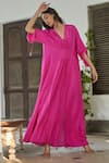 Betrue_Pink Silk V-neck Rani Kaftan _at_Aza_Fashions