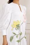 Shop_Betrue_White Cotton Embroidery Keyhole Neck Spring Floral Shift Dress _Online_at_Aza_Fashions