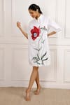 Buy_Betrue_White Cotton Embroidery Collared Red Poppy Shirt Dress _at_Aza_Fashions