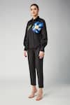 Buy_Betrue_Black Cotton Embroidery Collared Blue Poppy Oversized Shirt _Online_at_Aza_Fashions
