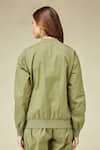 Shop_Betrue_Green Cotton Embroidery Round Neck Khaki Everyday Jacket _at_Aza_Fashions