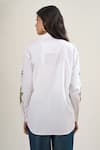 Shop_Elarra By Pratyancha_White Poplin Embroidery, Sequins, Applique Collared Palm Tree And Butterfly Shirt _at_Aza_Fashions